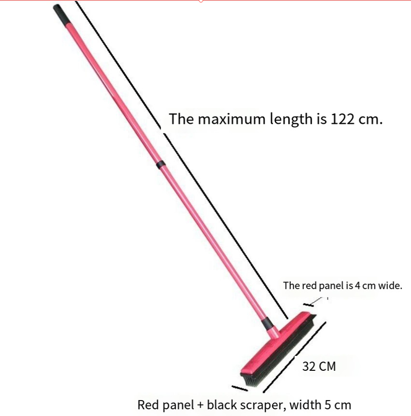 Rubber Broom with Squeegee | Pet Hair, Human Hair & Multi-Surface Floor Cleaner