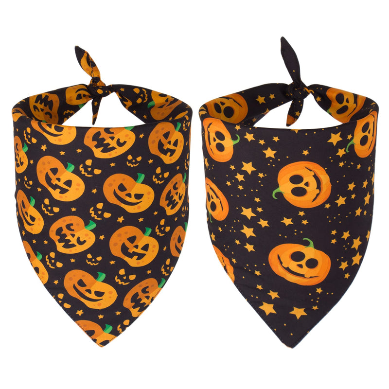 Halloween Pet Bandanas 2 Pack Triangle Cat Scarf Dog Scarf for Small Medium Large Dogs Pets (Black)
