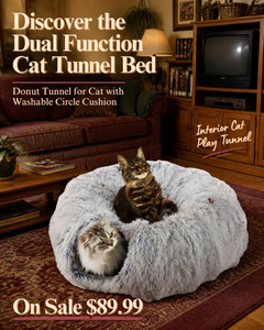Cat Tunnel Bed for Indoor Cats Peekaboo Cat Cave