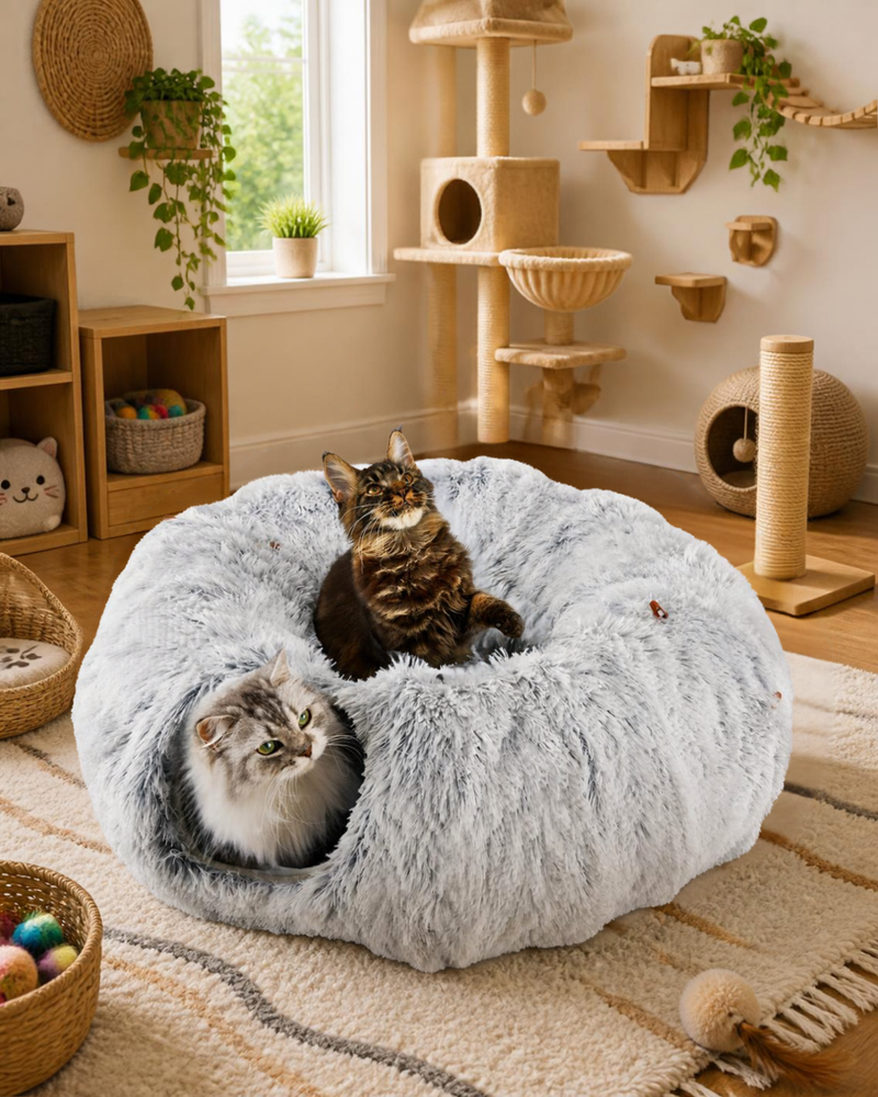 Cat Tunnel Bed for Indoor Cats Peekaboo Cat Cave