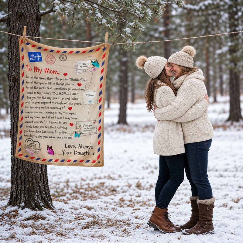 Dear Mom Postcard Fleece Blanket