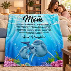 To My Mom Dolphin Fleece Blanket
