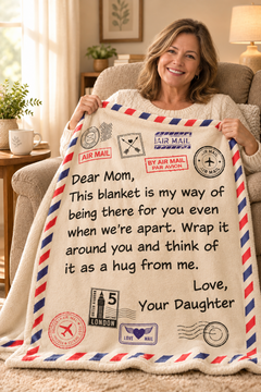 Dear Mom Postcard Fleece Blanket