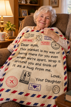 Dear Mom Postcard Fleece Blanket