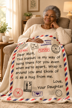 Dear Mom Postcard Fleece Blanket