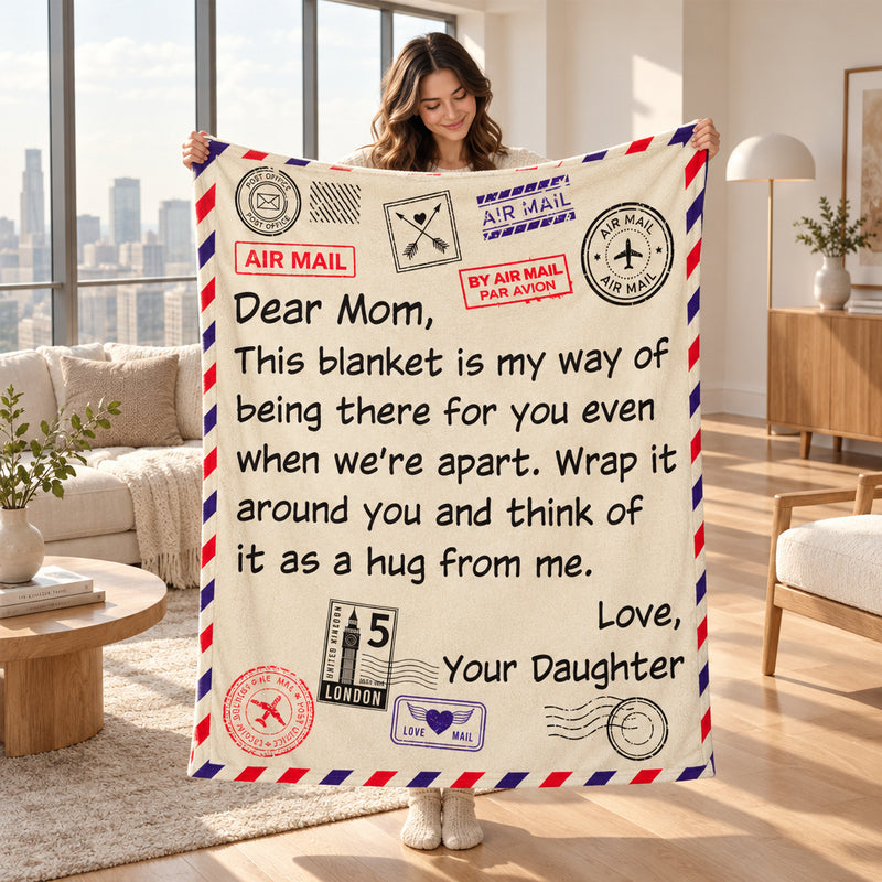 Dear Mom Postcard Fleece Blanket