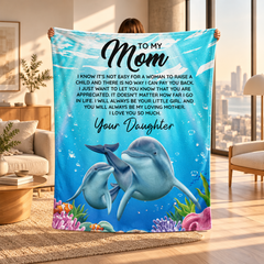 To My Mom Dolphin Fleece Blanket