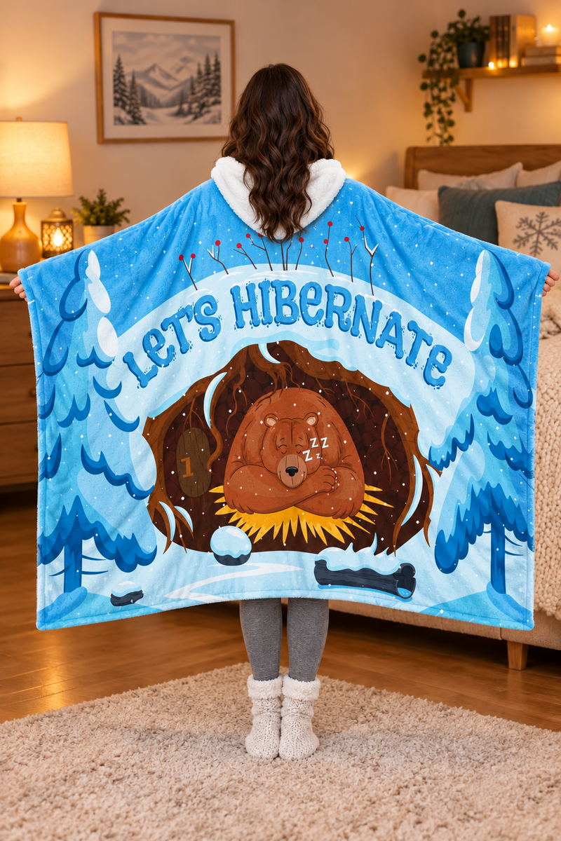 Let's Hibernate – Hooded Fleece Blanket