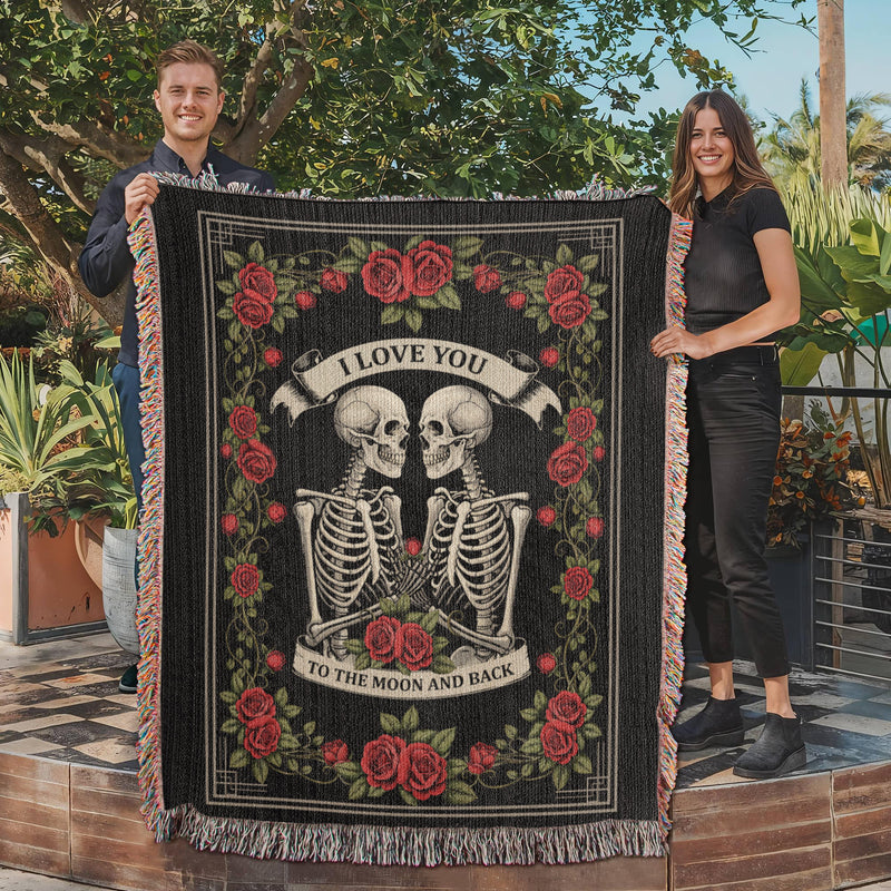 Til Death Do Us Part Skeleton Woven Blanket