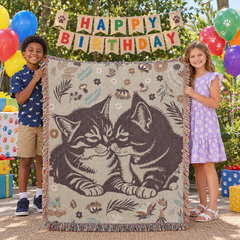 Cuddling Kittens Heirloom Woven Blanket