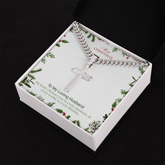 To My Loving Husband - Personalized Cross with Cuban Link Chain