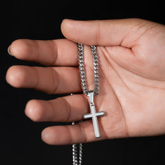 To My Loving Husband - Personalized Cross with Cuban Link Chain