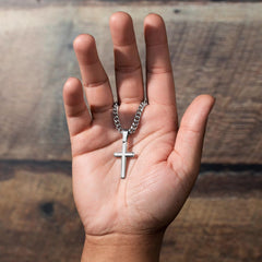 To My Loving Husband - Personalized Cross with Cuban Link Chain