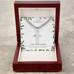 To My Loving Husband - Personalized Cross with Cuban Link Chain