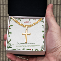 To My Loving Husband - Personalized Cross with Cuban Link Chain