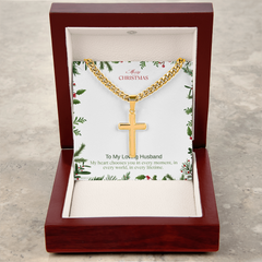 To My Loving Husband - Personalized Cross with Cuban Link Chain