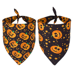 Halloween Pet Bandanas 2 Pack Triangle Cat Scarf Dog Scarf for Small Medium Large Dogs Pets (Black)