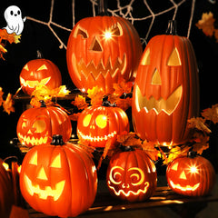 LED Pumpkin Lantern Decoration for Halloween Parties - 16 Variations